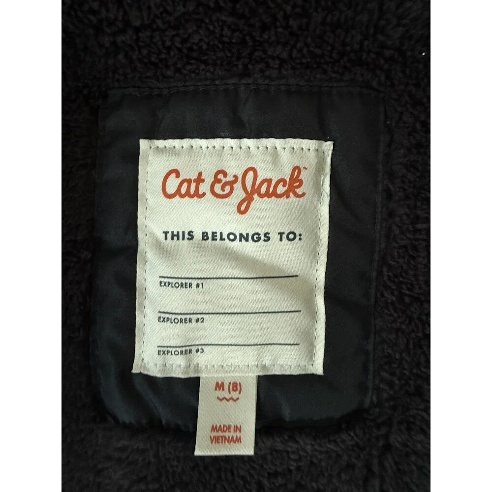 Girls' Faux Shearling Jacket Cat & Jack Black size M jacket coat hooded cozy top